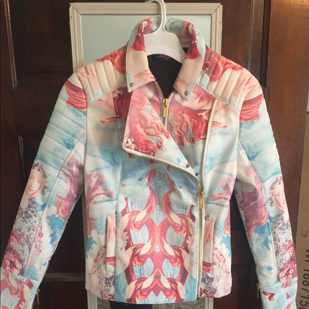 House of CB printed leather jacket